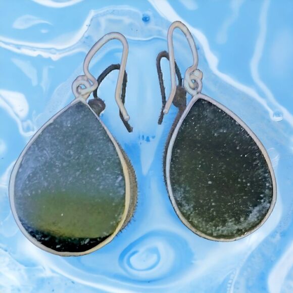 STERLING SILVER with ABALONE DROP Earrings by ARTISAN Hand-crafted - Picture 5 of 7